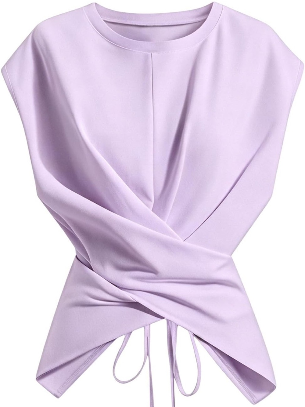 Twist-Waist Lavender Blouse with Cap Sleeves